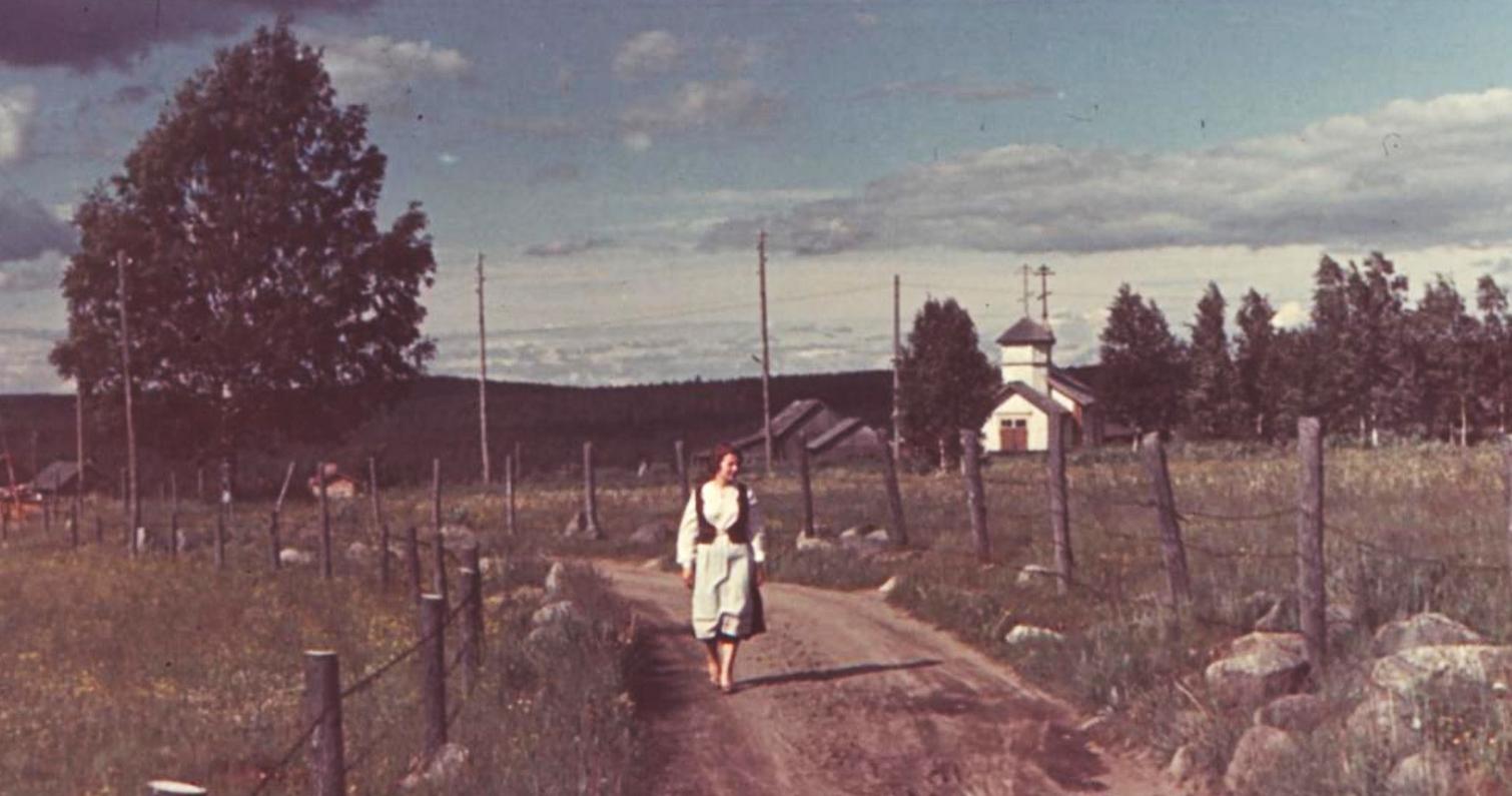 Orthodoxe Kapelle in Hattuvaara, Finnland in den 1950er Jahren.