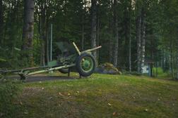 Kriegsstrasse Ilomantsi, Finnland: Ein russischer 45-Millimeter-Panzerabwehrgesch&uuml;tz.