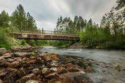 Fluss Koitajoki und Polvikoski-Br&uuml;cke in Ilomantsi, Finnland.