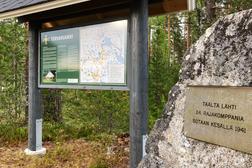 An anti-tank rock stands at Tervaruukki as a war memorial.