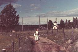Orthodoxe Kapelle in Hattuvaara, Finnland in den 1950er Jahren.