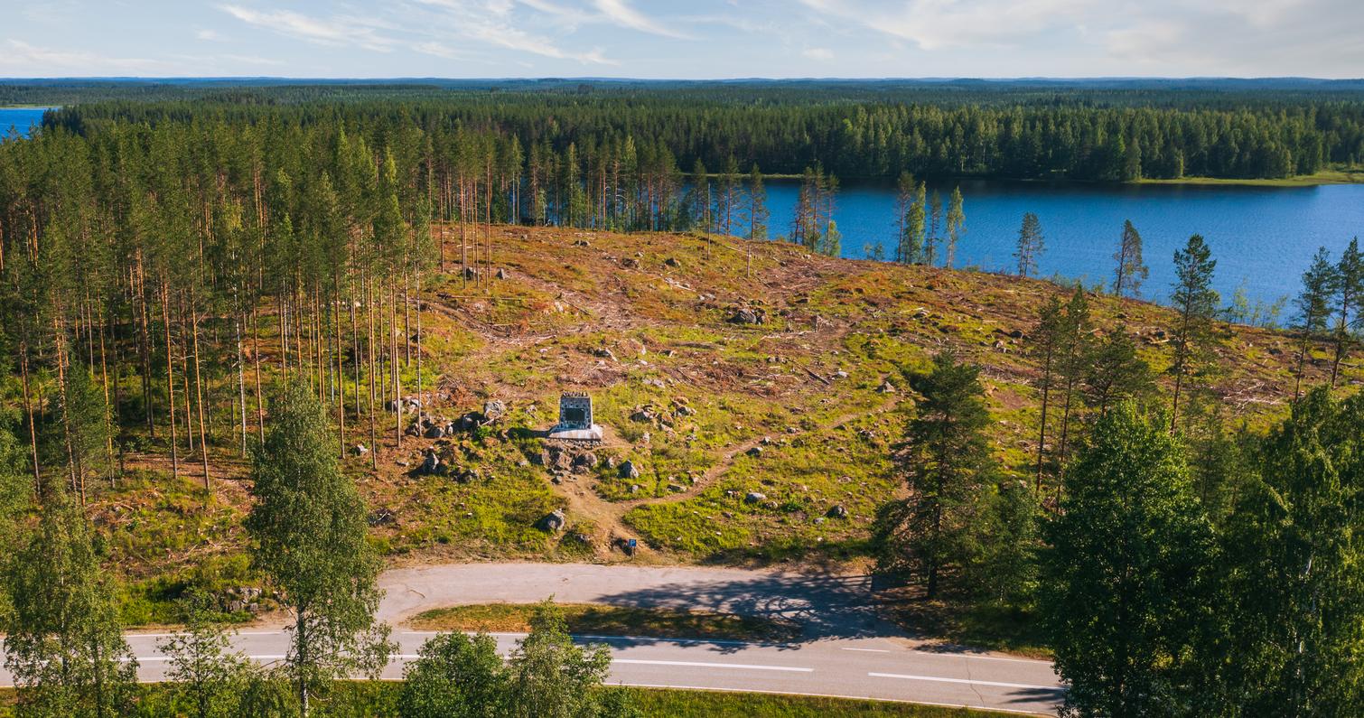 Aerial view of the Oinassalmi battlefield in Ilomantsi Finland