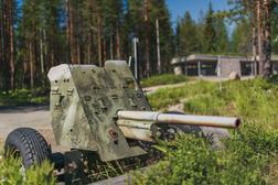 A wartime anti-tank gun in &Ouml;ykk&ouml;senvaara Finland.